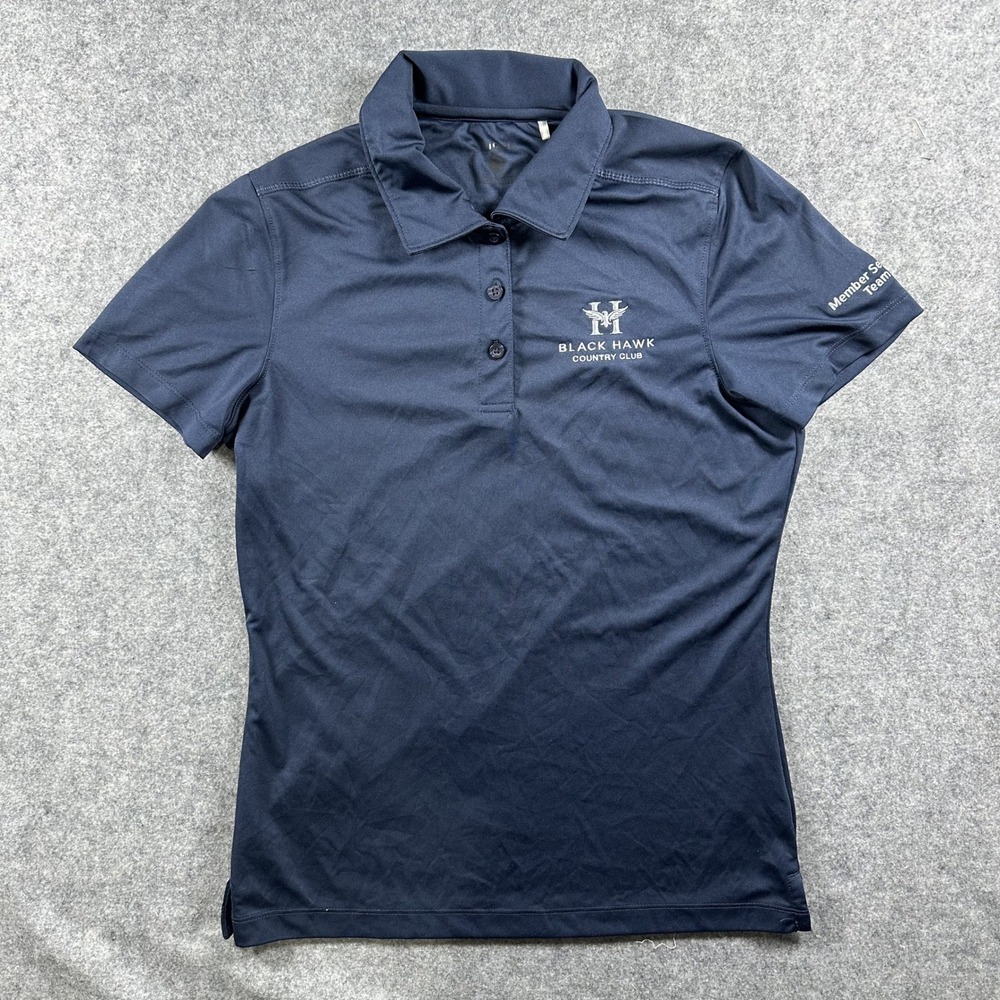 Clique‎ Black Hawk Country Club Performance Polo M Navy Blue Embroidered Logo
